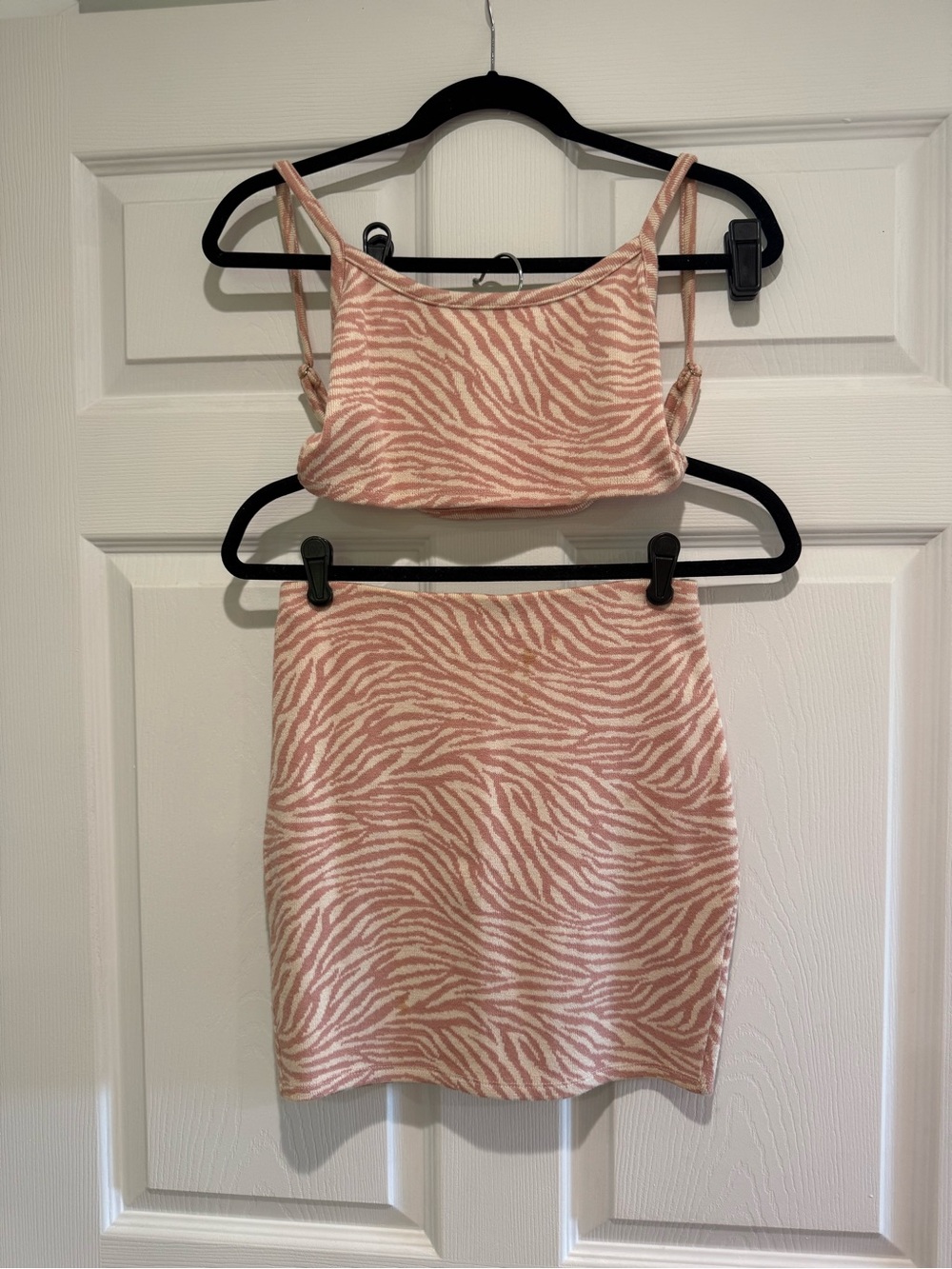 Women’s Pink Zebra Print Two-Piece Tank & Skirt Set